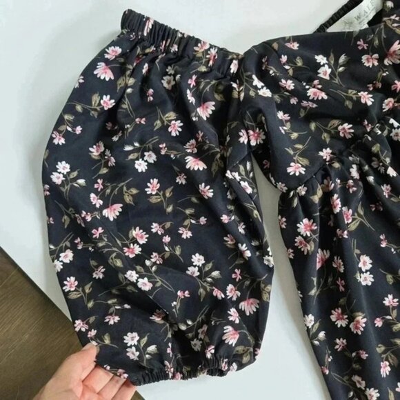 WAYF black and floral baby doll dress puff sleeve sz XS/S - Picture 5 of 14